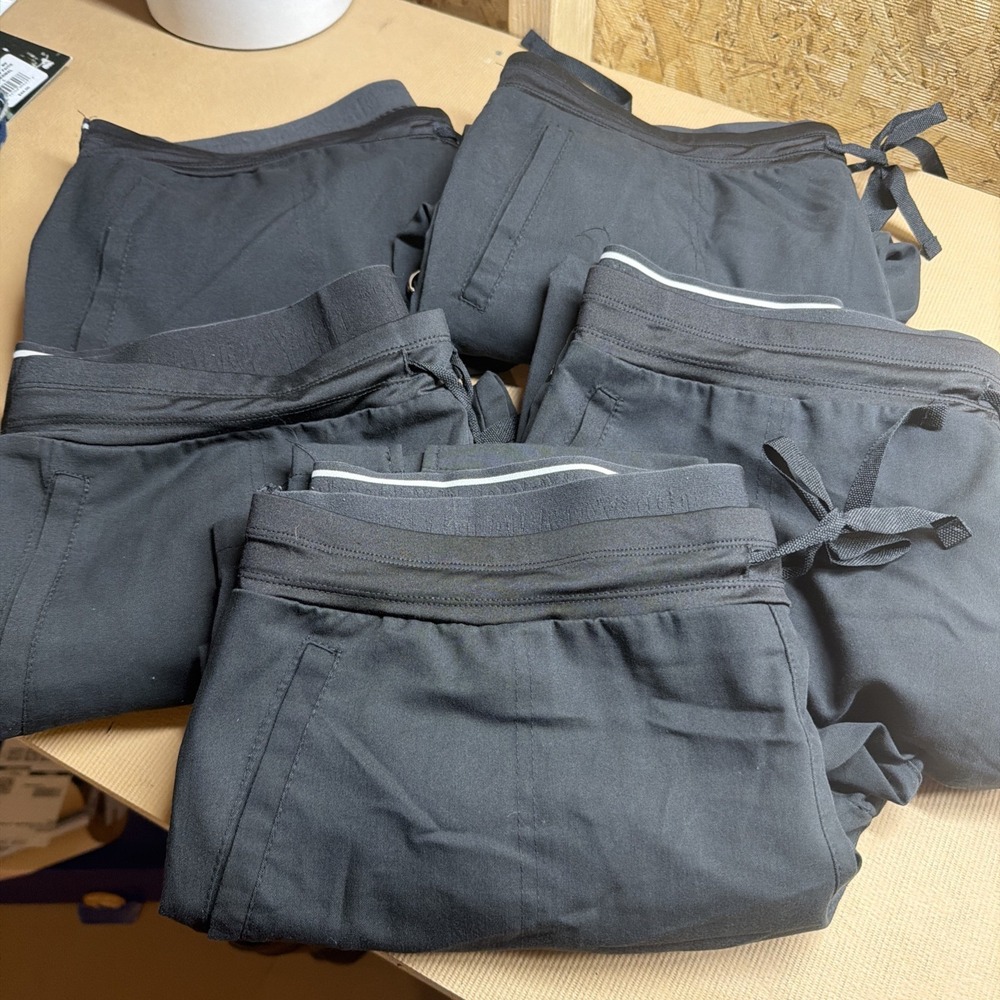 Lot Of 5 Womens Greys Anatomy Scrub Bottoms Kim Pant Size LP Large Petite Black